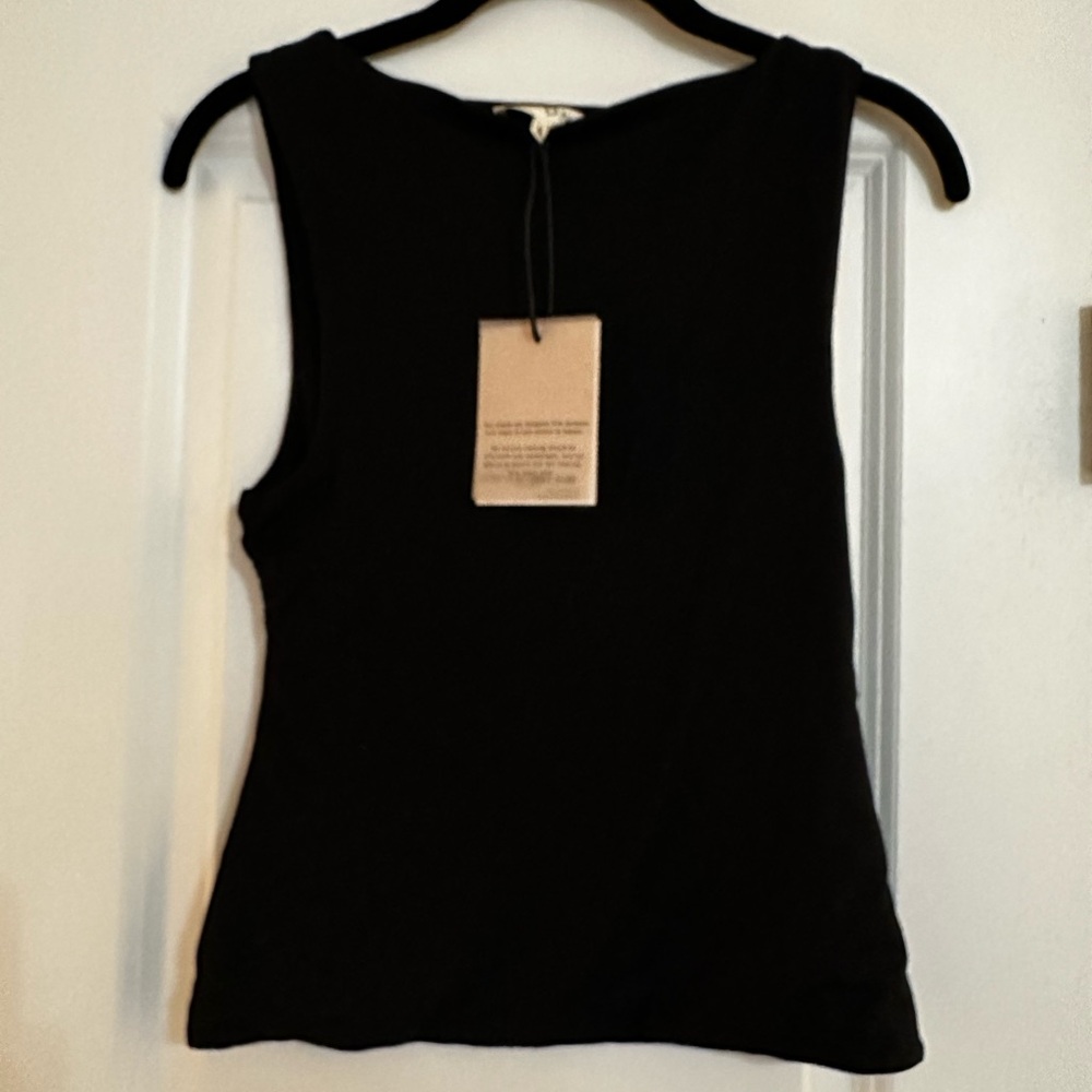 Re Ona Classic Black Sculpted Neck Top